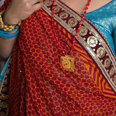 MIJAAT Full Size Pahadi Pichoda | Georgette Chicken Fabric | Maroon Payal Lace Border