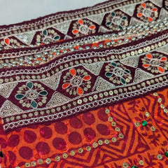 Title: MIJAAT Pahadi Short Pichoda Stole | Georgette Chicken Fabric | Maroon Payal Border
