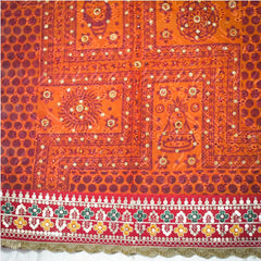MIJAAT Pahadi Short Pichoda Stall | Georgette Chicken | Red Katdani Lace Border