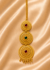 Traditional Uttarakhand Pahadi Mang Tika – Gold-Tone Kumaoni & Garhwali Bridal Maang Tikka