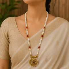 Traditional Pahadi Mala with Red Beads