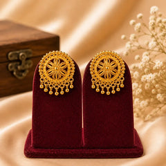 Gold-Tone Floral Jhumki Earrings | Traditional Pahadi Kumaoni Studs with Ghungroo Drops