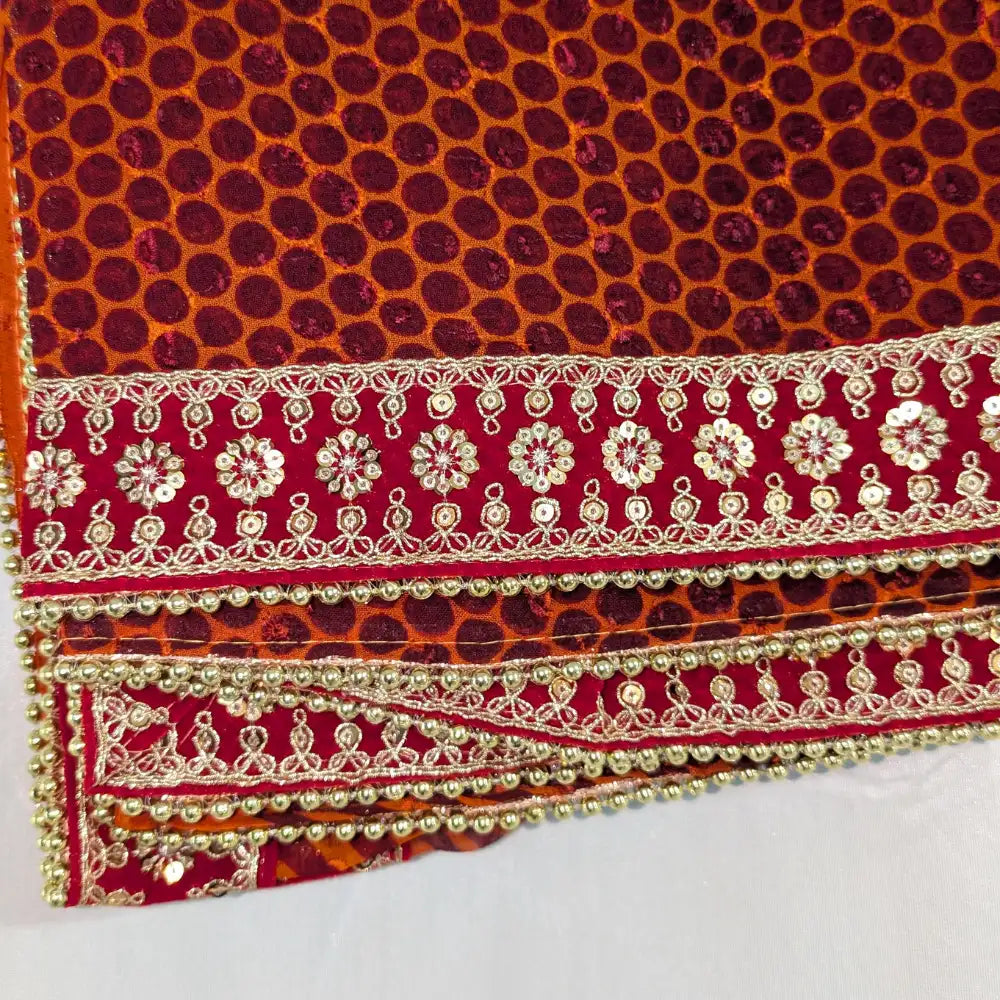 MIJAAT Full Size Pahadi Pichoda | Georgette Chicken Fabric | Re Floral Payal Lace Border (Copy)