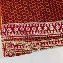 MIJAAT Full Size Pahadi Pichoda | Georgette Chicken Fabric | Re Floral Payal Lace Border (Copy)