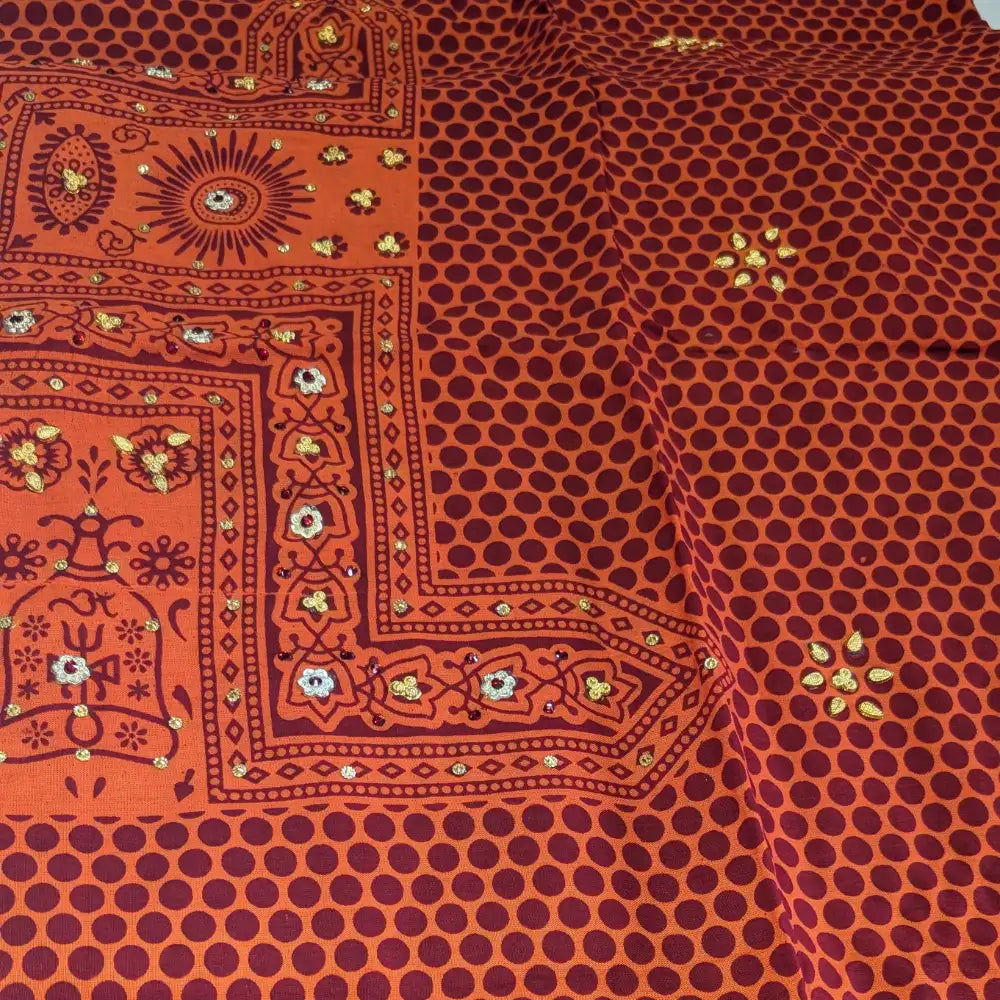 MIJAAT Pahadi Pichoda Full Size | Riyon cotton | Red Kasab Lace Border