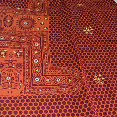 MIJAAT Pahadi Pichoda Full Size | Riyon cotton | Red Kasab Lace Border