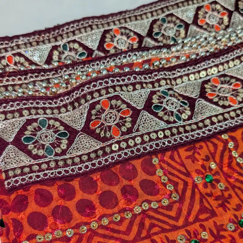 Title: MIJAAT Pahadi Short Pichoda Stole | Georgette Chicken Fabric | Maroon Payal Border