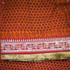 MIJAAT Pahadi Pichoda Full Size | Georgette Chicken | Red Kasab Lace Border