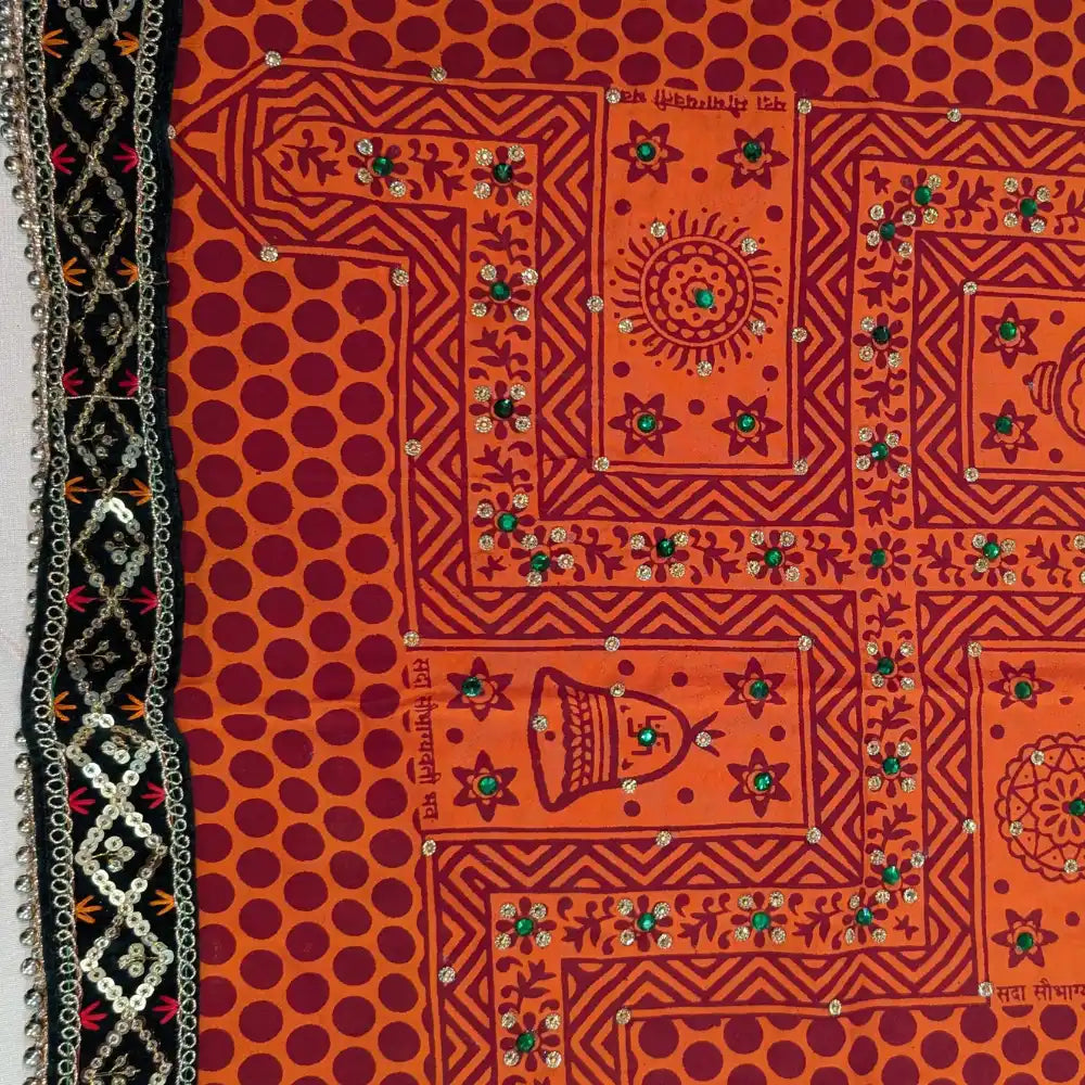 MIJAAT Short Pichoda Stall | Chiffon Fabric | Green Payal Lace Border