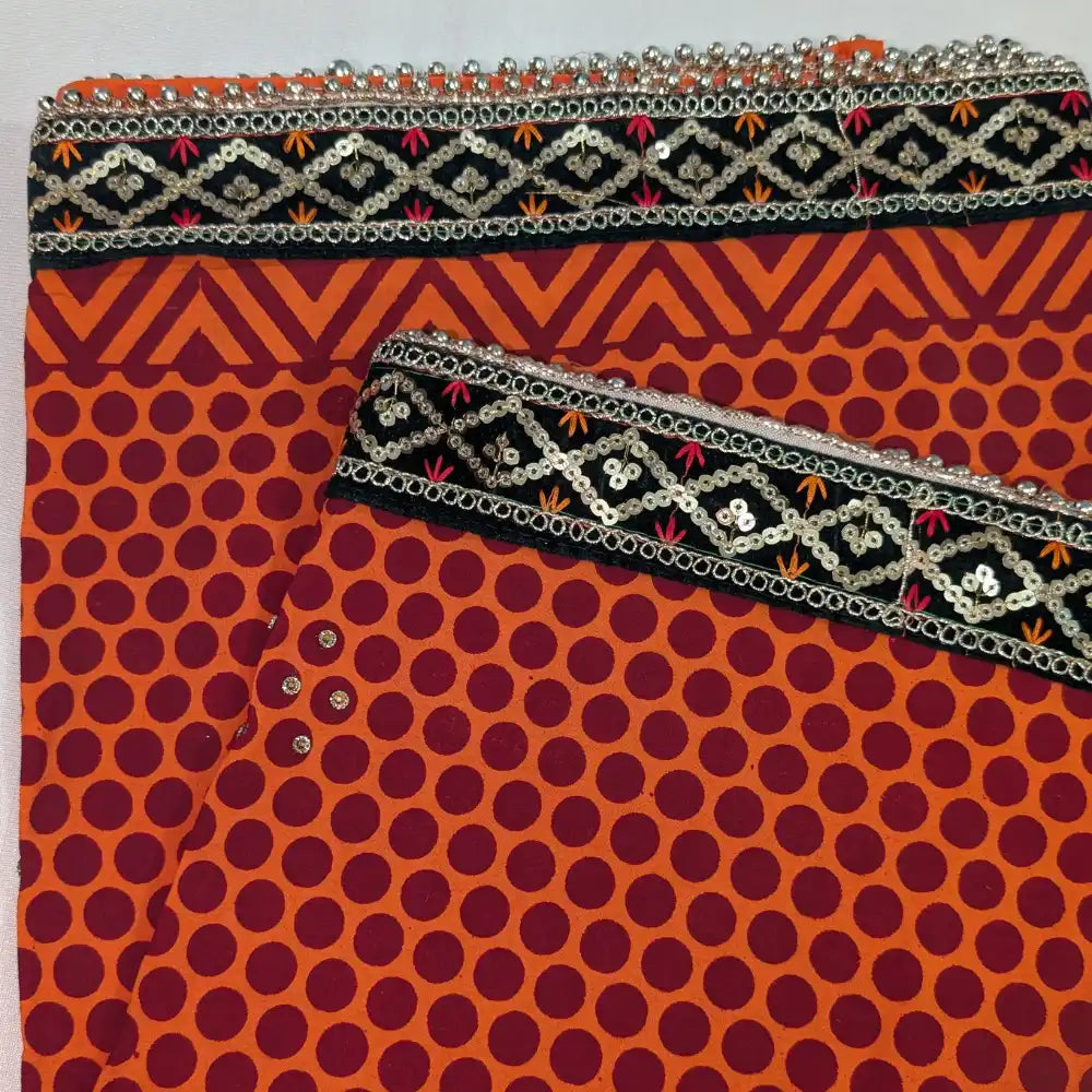 MIJAAT Short Pichoda Stall | Chiffon Fabric | Green Payal Lace Border