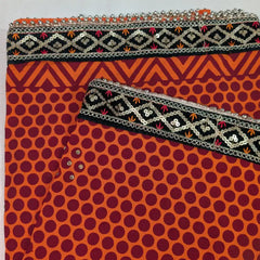 MIJAAT Short Pichoda Stall | Chiffon Fabric | Green Payal Lace Border