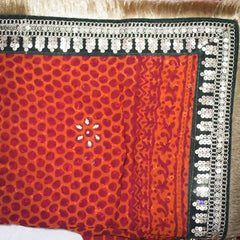 MIJAAT Pahadi Short Pichoda Stall | Georgette Chicken | Dark Green Kasab Lace Border