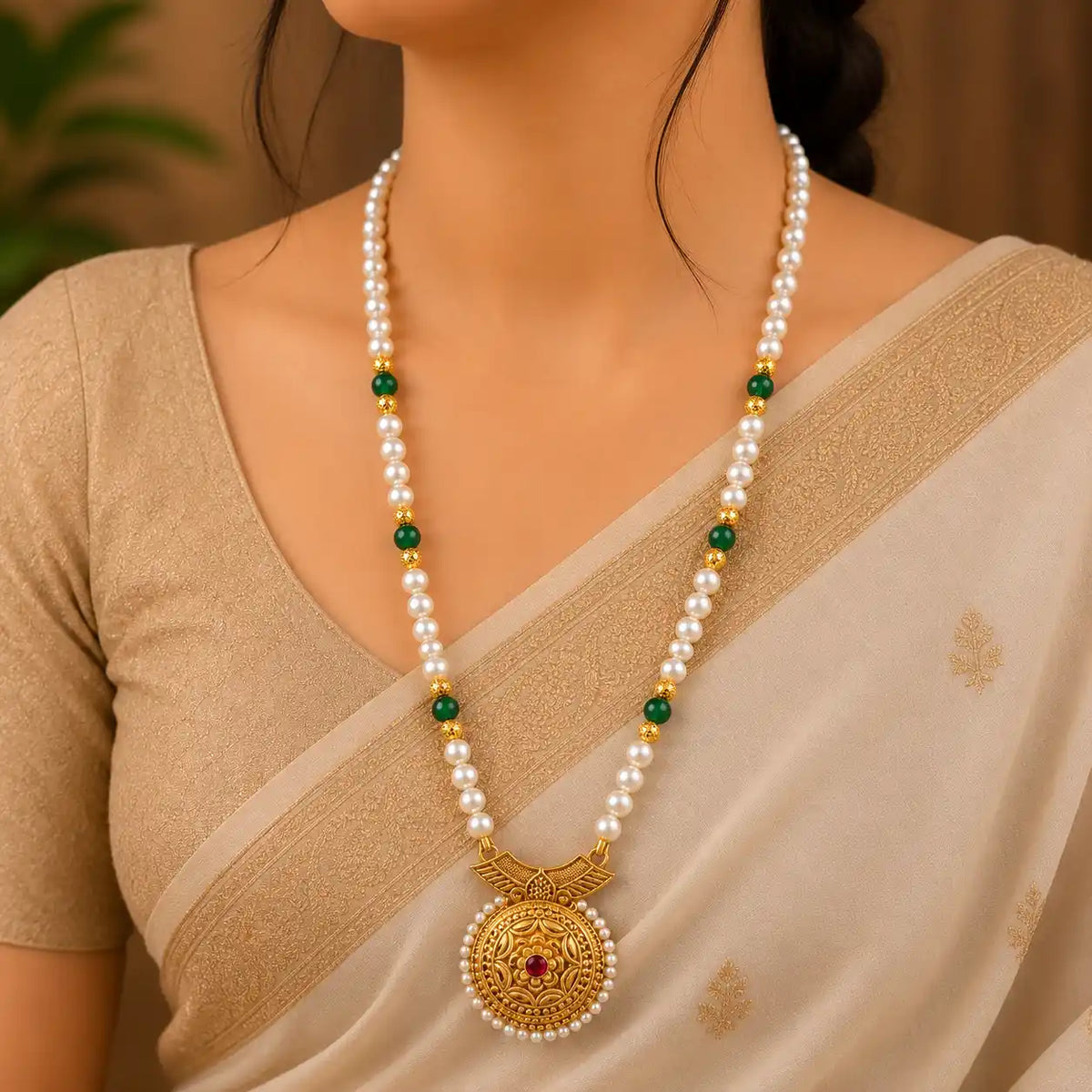 Traditional Pahadi Mala with Designer Pendant