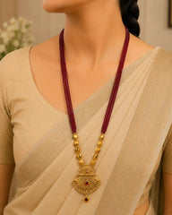 Red Hydro Mala 5  Palla Mala With Golden Beards