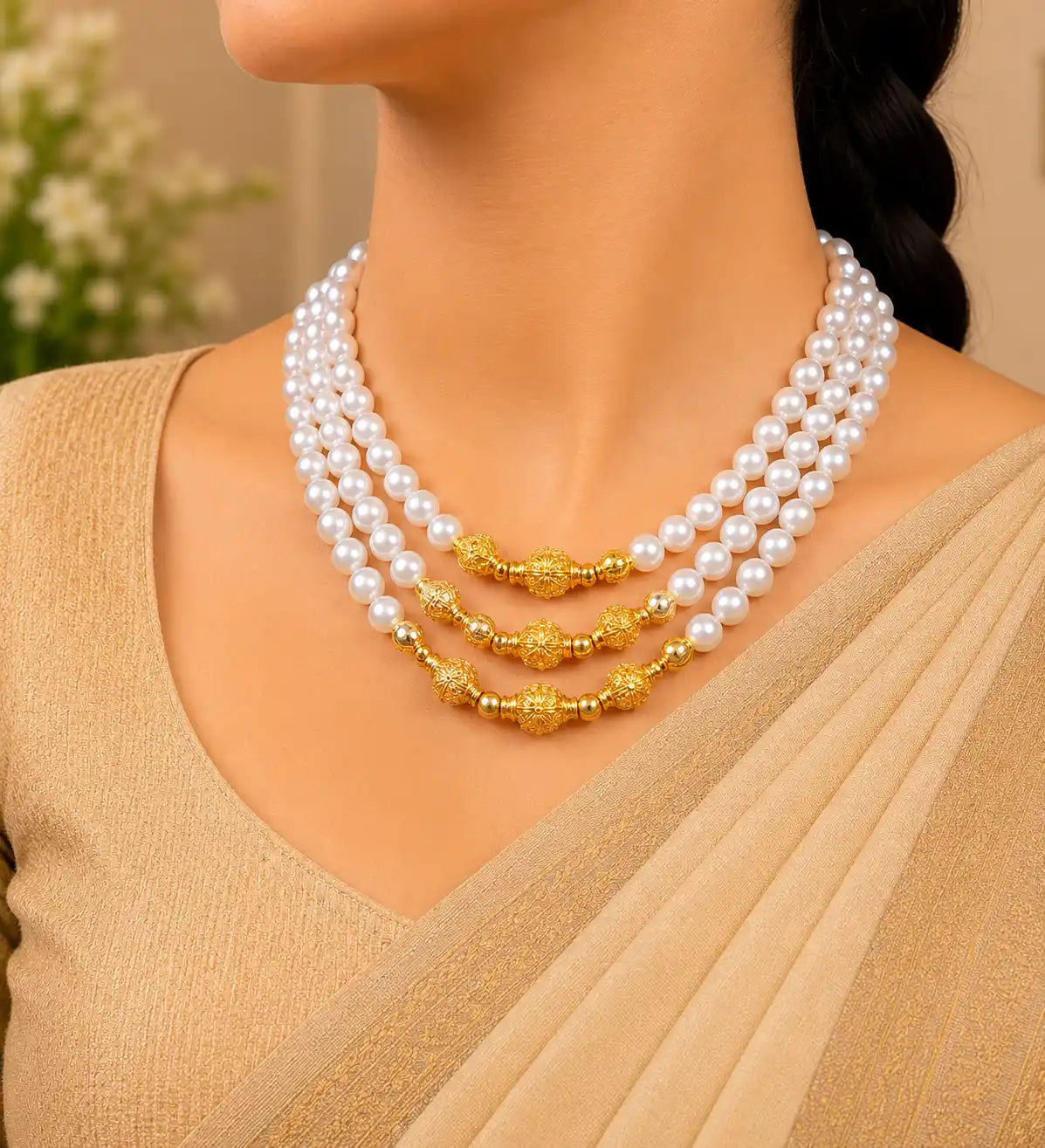 Traditional Pahadi Gagri Mala | Multi-Layer Pearl Necklace | Elegant Kumaoni & Garhwali Jewellery for Women