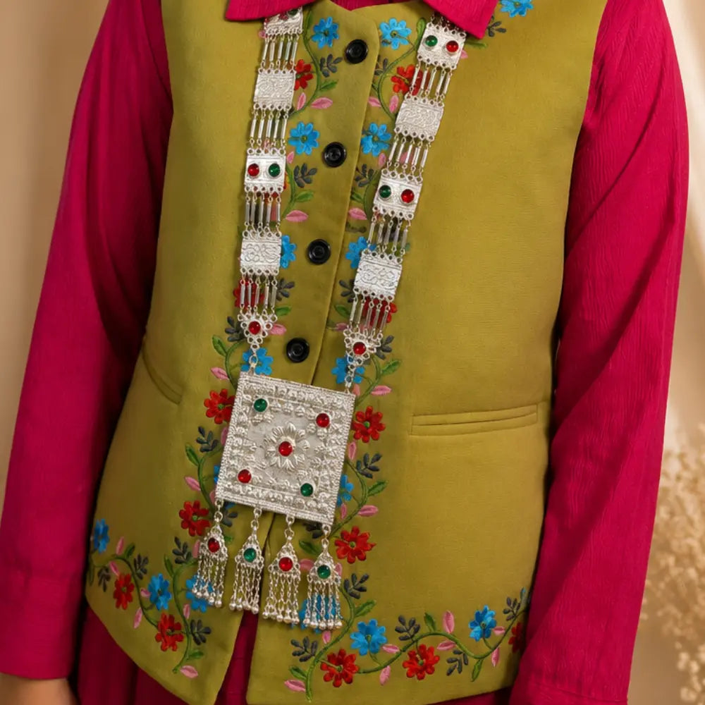 Silver Tone Pahadi Chandrahaar