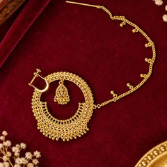 Gold Tone Pahadi Screw Nath | Non-Piercing