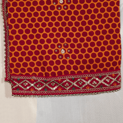 MIJAAT Short Pichoda Stall | Riyon Fabric | Red Payal Lace Border