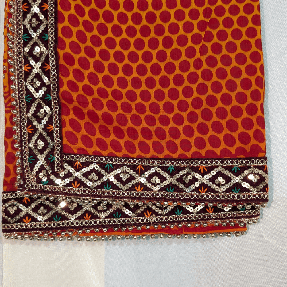 MIJAAT Short Pichoda Stall | Riyon Fabric | Maroon Payal Lace Border