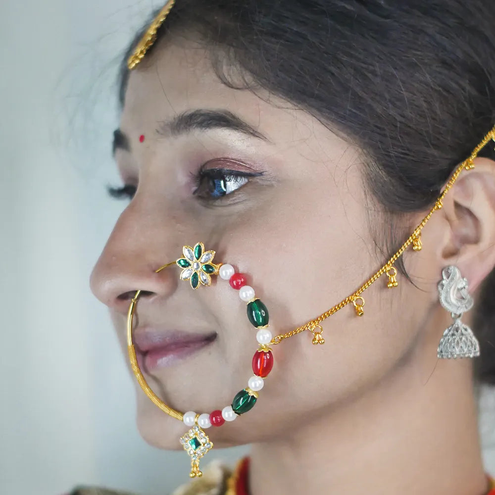 MIJAAT Pahadi Nath | Traditional Kumauni Nose Ring with Chain