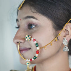 MIJAAT Pahadi Nath | Traditional Kumauni Nose Ring with Chain