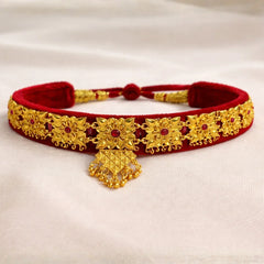 Gold galoband with red velvet band 
