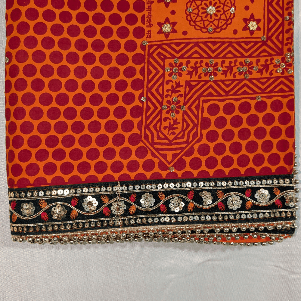 MIJAAT Pahadi Short Pichoda Stall | Riyon Cotton | Dark Green Floral Payal lace