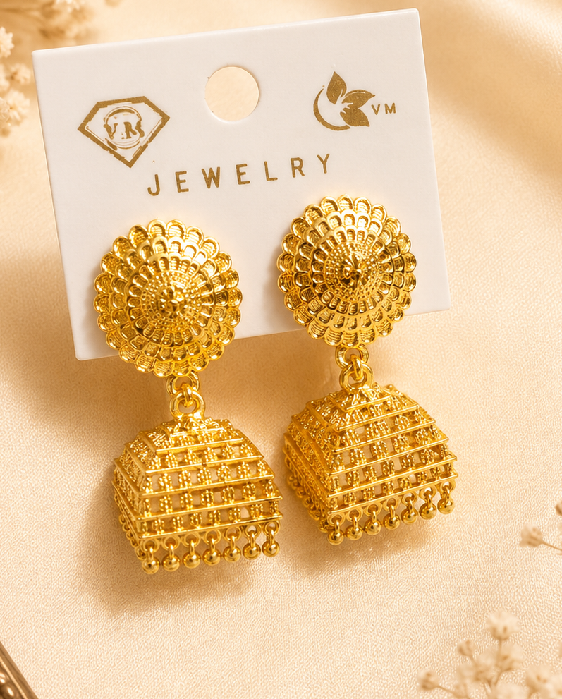 Jhumki Earrings – Traditional Gold-Tone Ethnic Drop Earrings