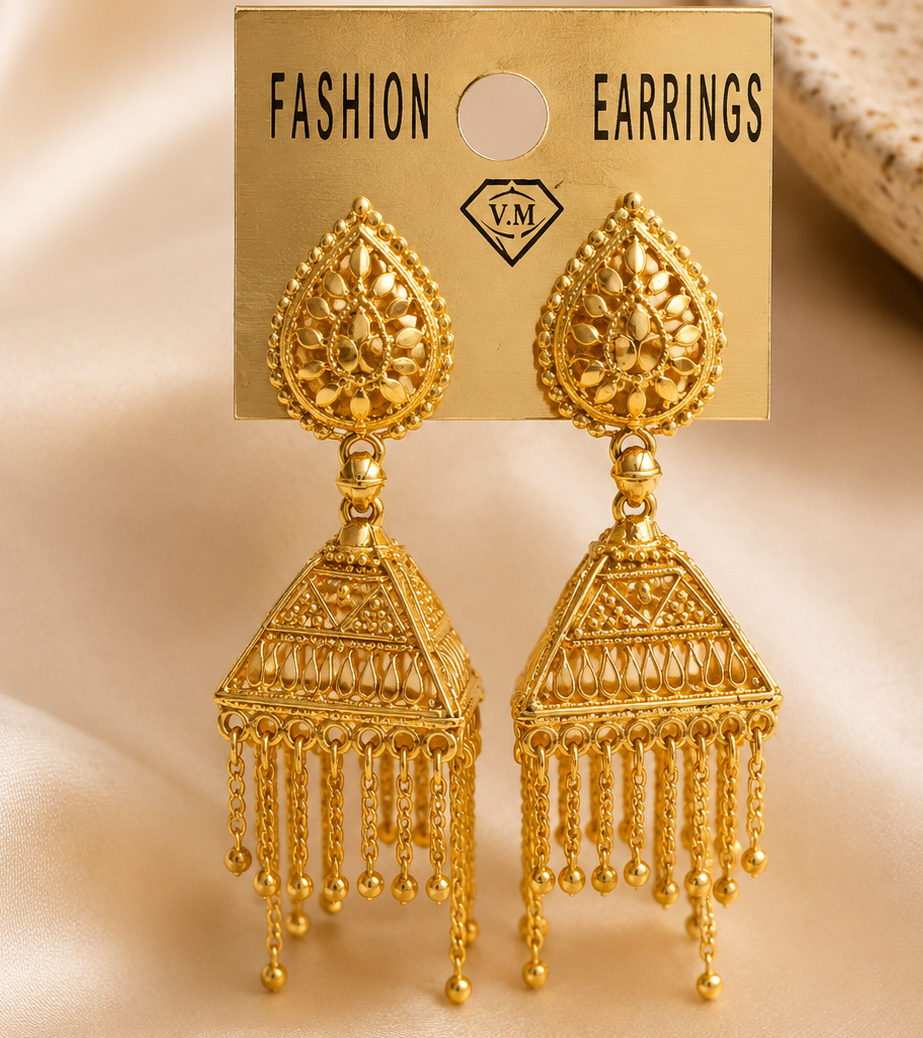 Royal pahadi Earrings – with  Traditional Gold-Tone  Earrings