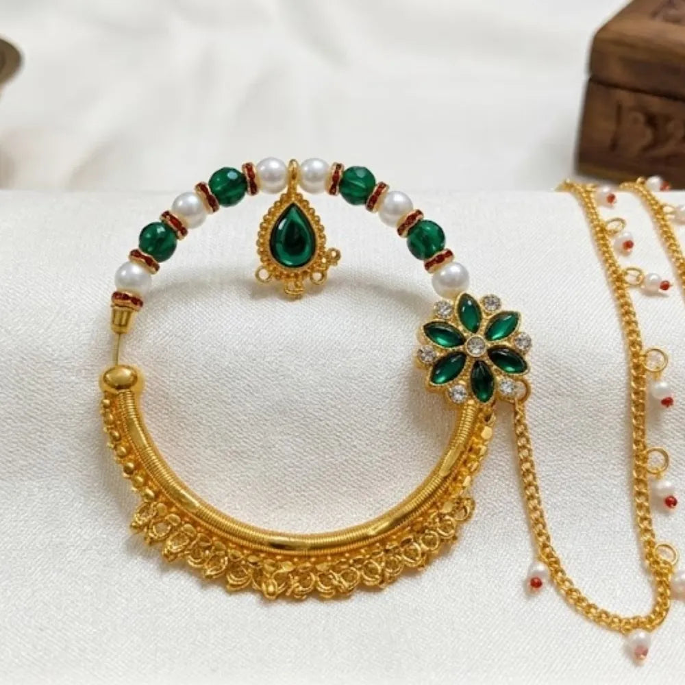 green and white stones nath