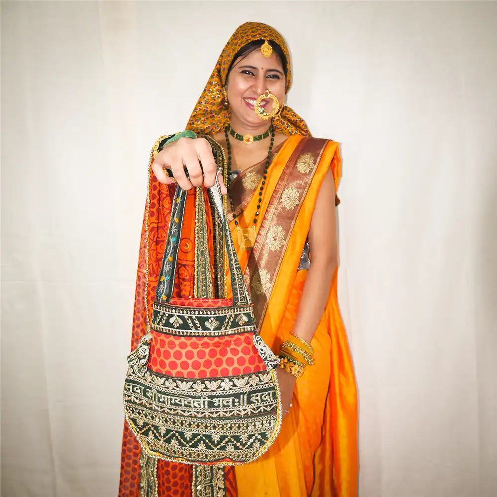 MIJAAT Pahadi Pichoda Style Potli/Purse | Dark Green